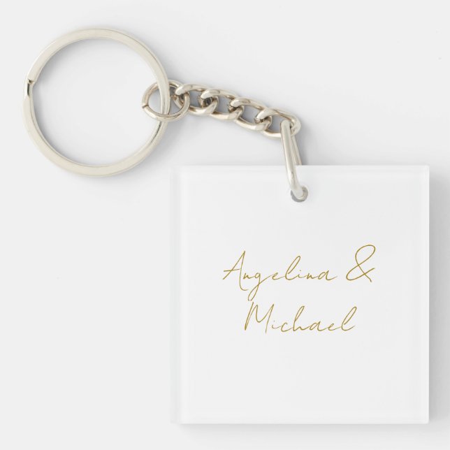 Calligraphy Professional Elegant Gold Color Keychain (Front)