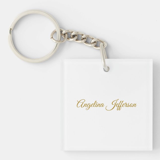 Calligraphy Professional Elegant Gold Color Keychain (Front)