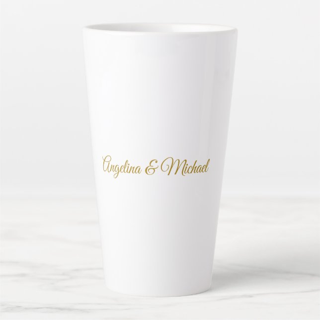 Calligraphy Professional Elegant Gold Color Latte Mug (Front)