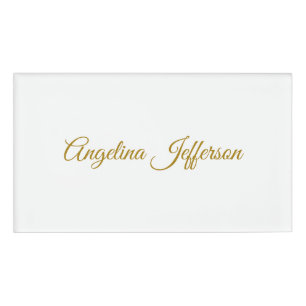 Calligraphy Professional Elegant Gold Color Name Tag