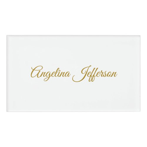 Calligraphy Professional Elegant Gold Color Name Tag