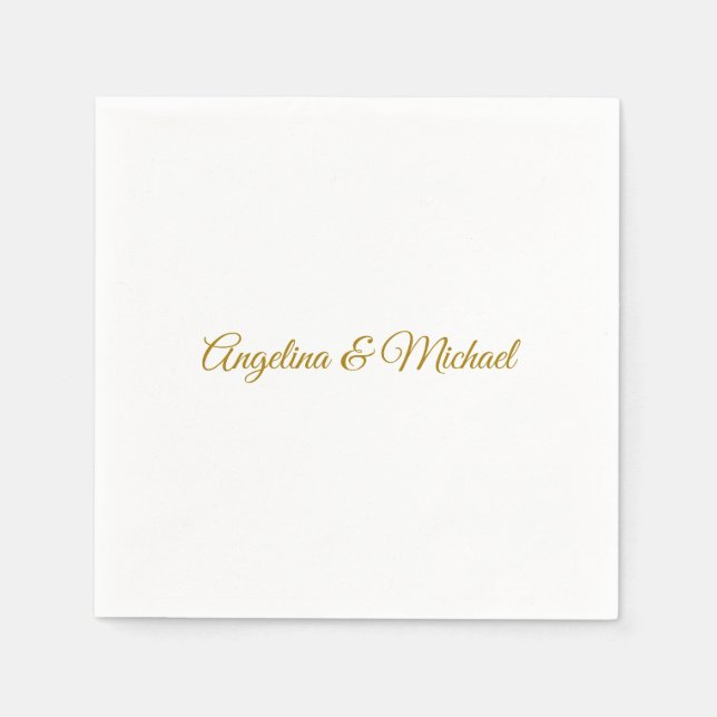 Calligraphy Professional Elegant Gold Color Napkins (Front)