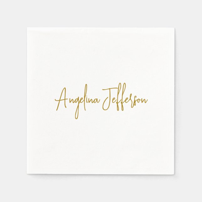 Calligraphy Professional Elegant Gold Color Napkins (Front)