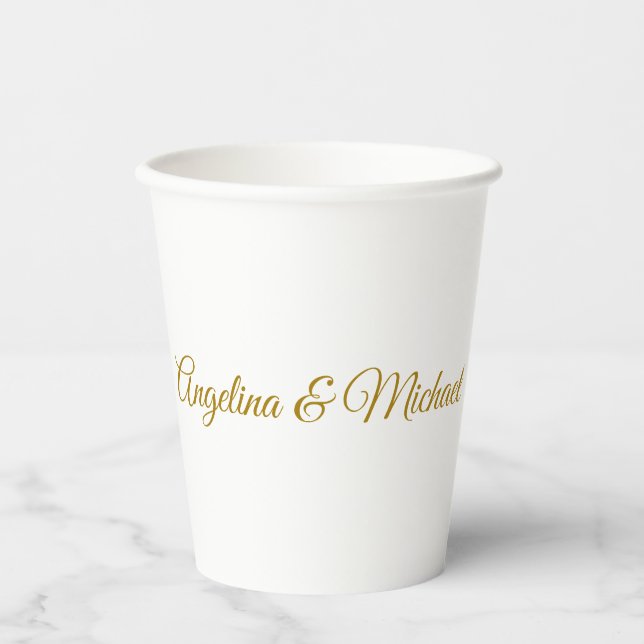 Calligraphy Professional Elegant Gold Color Paper Cups (Front)