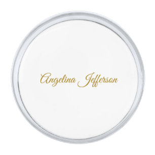 Calligraphy Professional Elegant Gold Color Silver Finish Lapel Pin