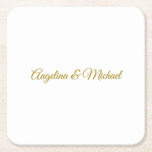 Calligraphy Professional Elegant Gold Color Square Paper Coaster
