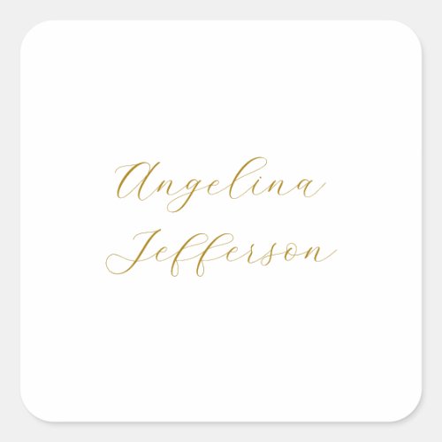 Calligraphy Professional Elegant Gold Color Square Sticker