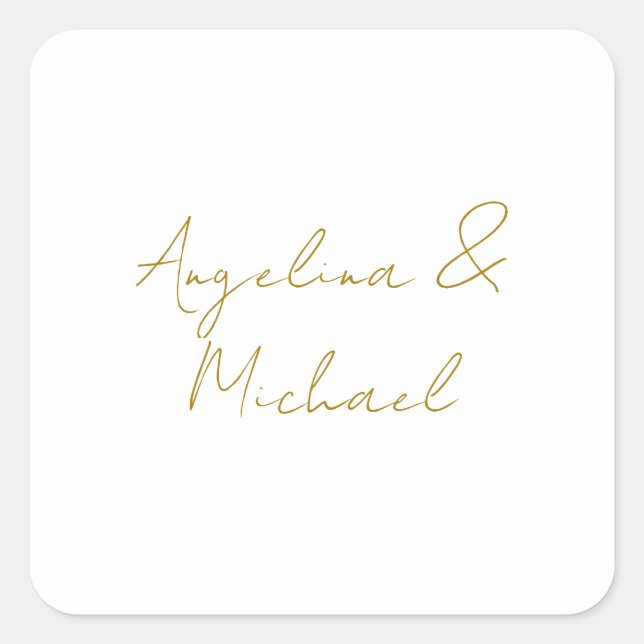 Calligraphy Professional Elegant Gold Color Square Sticker (Front)