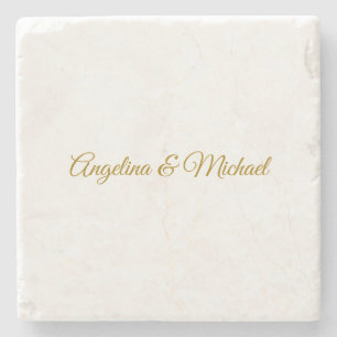 Calligraphy Professional Elegant Gold Color Stone Coaster