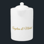 Calligraphy Professional Elegant Gold Color Teapot<br><div class="desc">This product was very good and I love how easy it is for customize design. The design was very simple so I'm very pleased when I create.</div>