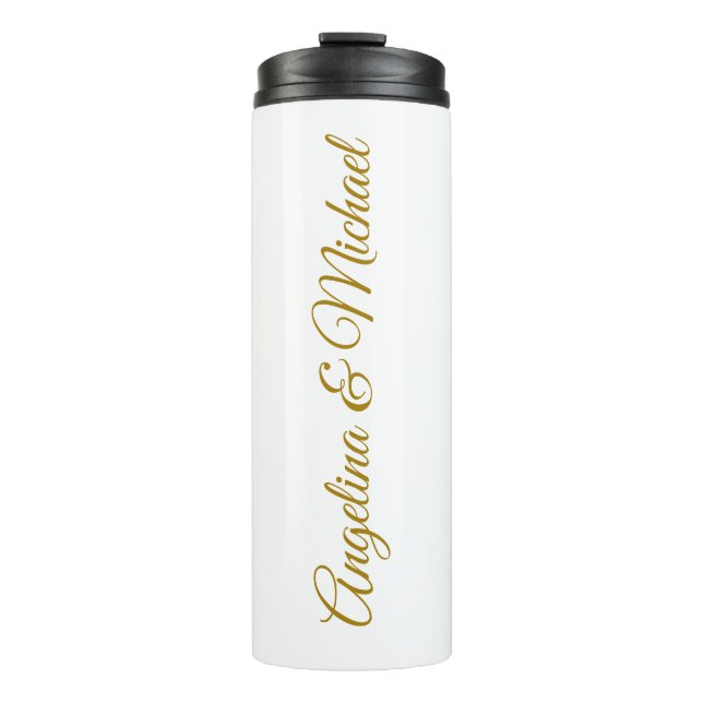 Calligraphy Professional Elegant Gold Color Thermal Tumbler (Front)