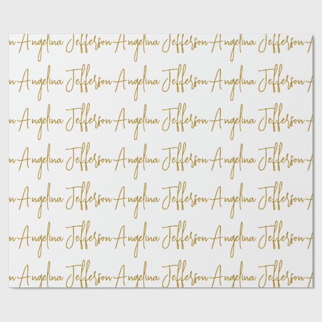 Calligraphy Professional Elegant Gold Color Wrapping Paper (Flat)