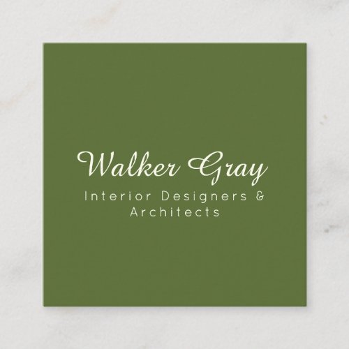 Calligraphy Professional Muted Olive & Ivory Square Business Card