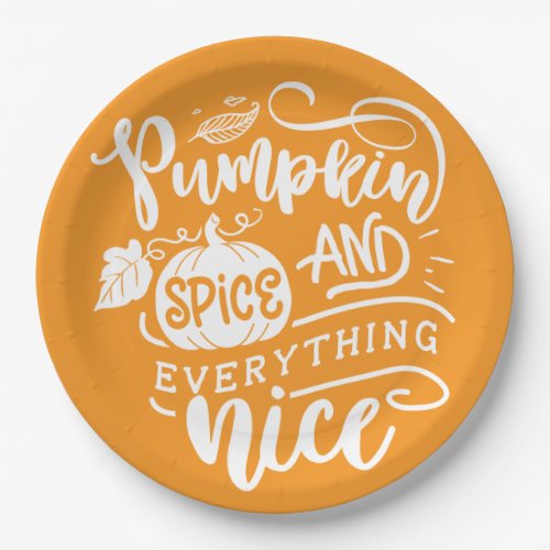 Calligraphy Pumpkin Spice and Everything Nice Wood Paper Plates