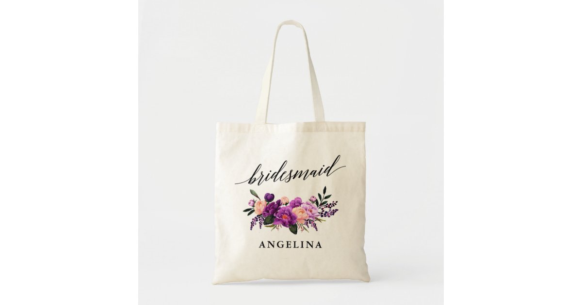 Event Blossom Personalized Spring Rose Design Tote Bag w/ Script Name