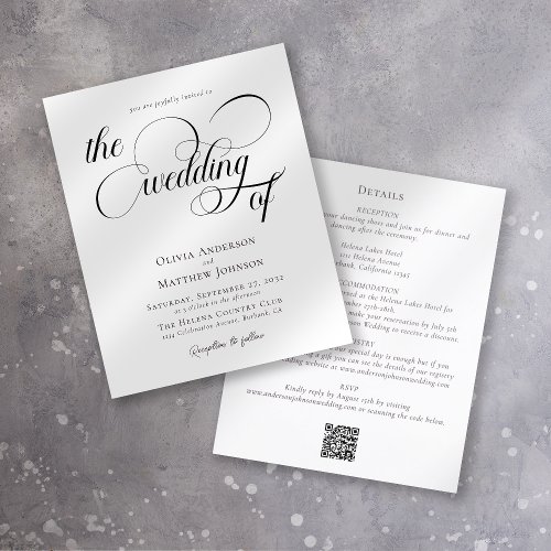 Calligraphy QR Code All in One Wedding Invitation Flyer