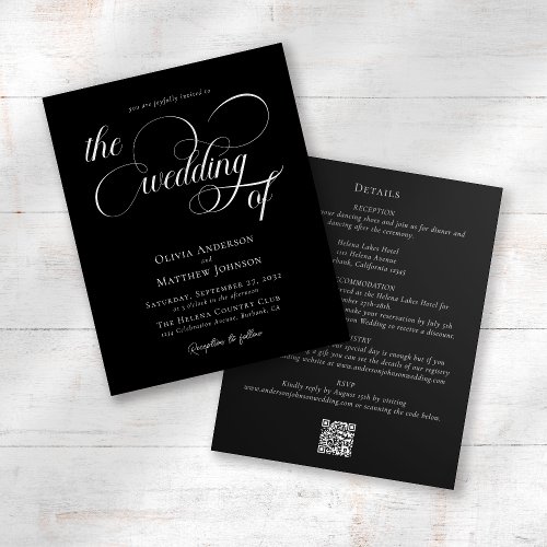 Calligraphy QR Code All in One Wedding Invitation  Flyer