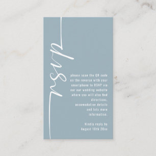 Calligraphy QR Code Dusty Blue Wedding RSVP Enclosure Card