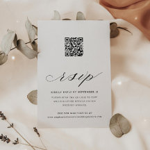 Calligraphy QR Code Floral Wedding RSVP Card