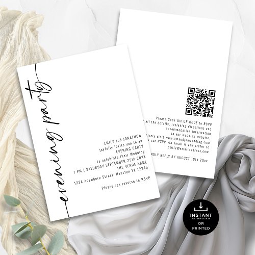 Calligraphy QR Code Wedding Evening Party Guests Invitation