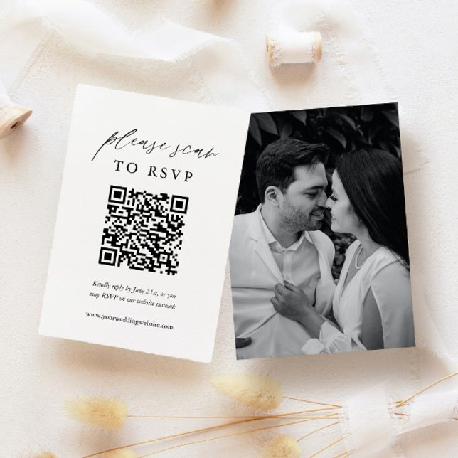 Calligraphy QR Wedding Please Scan To RSVP  Enclosure Card (Creator Uploaded)