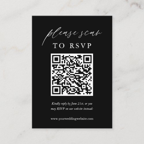 Calligraphy QT Black Wedding Please Scan To RSVP Enclosure Card