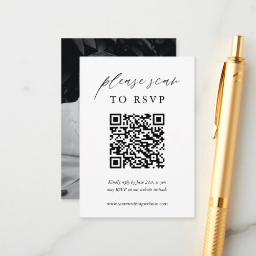 Calligraphy QT Wedding Please Scan To RSVP  Enclosure Card