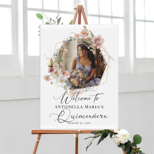 Calligraphy Quinceanera photo welcome Poster