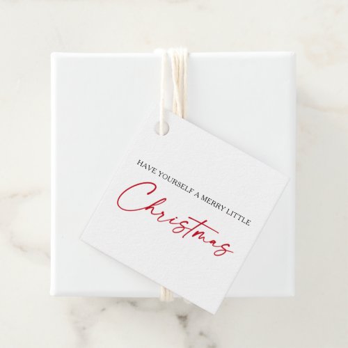 Calligraphy Red Ink Pen Minimalist Christmas Favor Tags