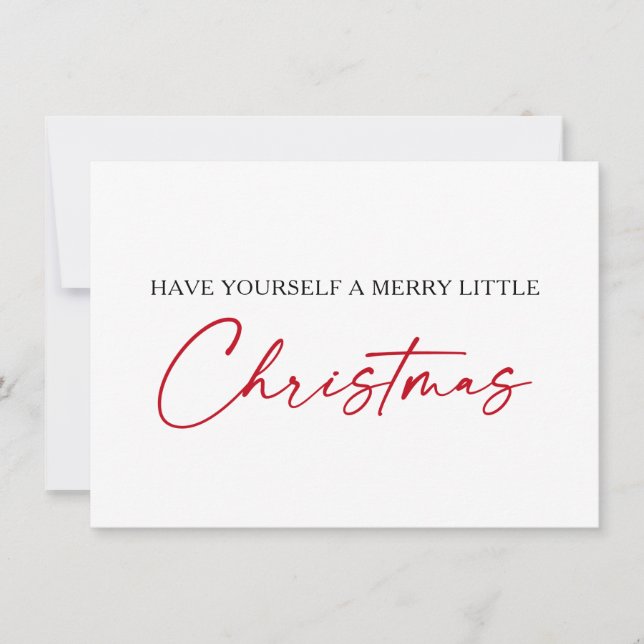 Calligraphy Red Ink Pen Minimalist Christmas Holiday Card (Front)