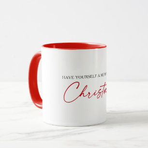 Calligraphy Red Ink Pen Minimalist Christmas Mug