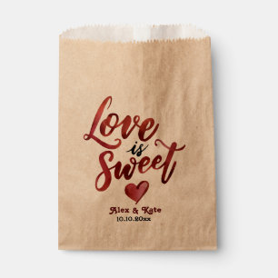 Calligraphy Red Love is Sweet Wedding Favor Bag
