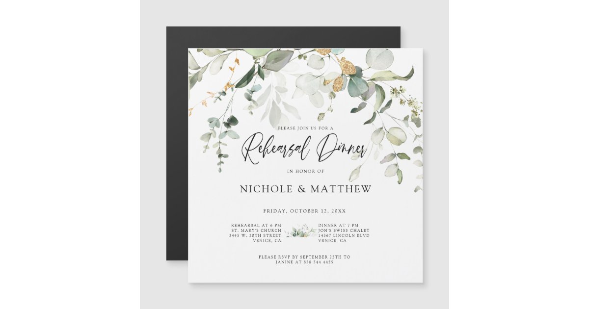 Calligraphy Rehearsal Dinner Magnet Invitation | Zazzle