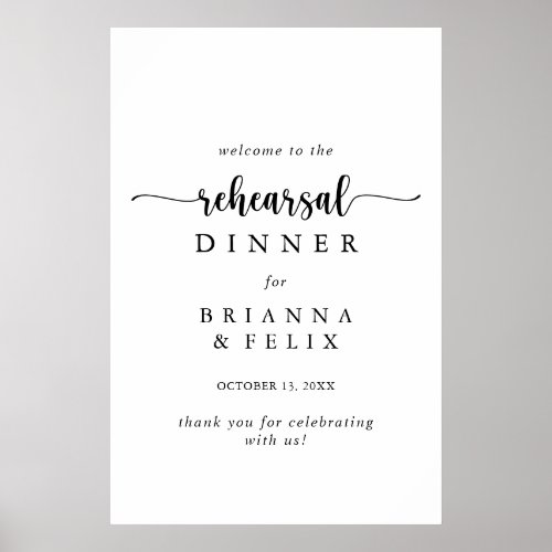 Calligraphy Rehearsal Dinner Welcome Sign