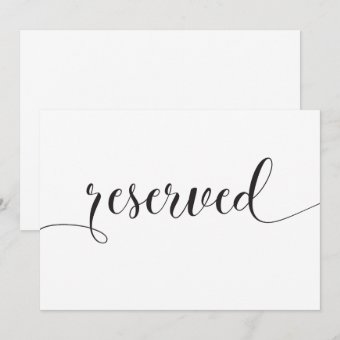Calligraphy Reserved Wedding Sign Card | Zazzle