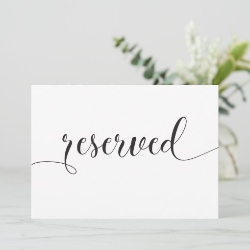Calligraphy Reserved Wedding Sign Card | Zazzle