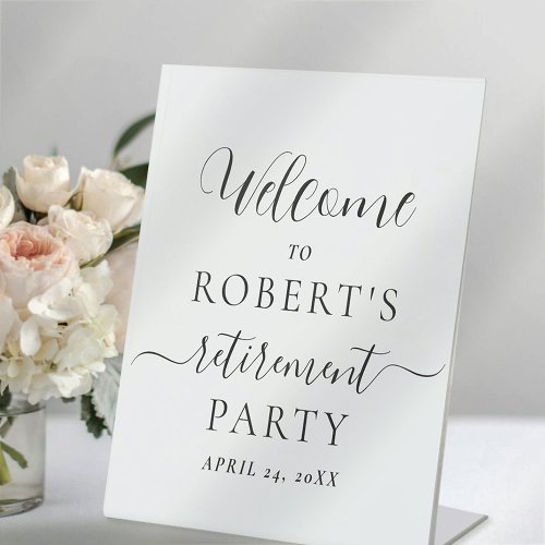 Calligraphy Retirement Party Welcome Pedestal  Pedestal Sign