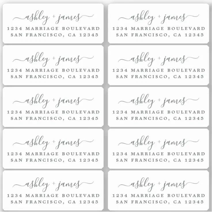 Calligraphy Return Address Labels 2 x 0.8 inch 10x | Zazzle