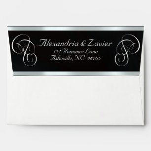 Calligraphy & Ribbon Envelope - White/Silver