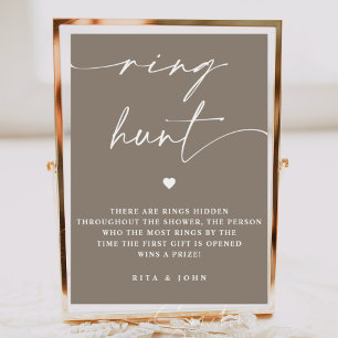 Calligraphy Ring Hunt Bridal Shower Game Sign