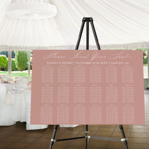 Calligraphy Rose Gold 18 Table Seating Chart Foam Board