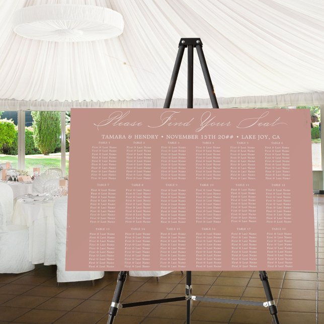 Calligraphy Rose Gold 18 Table Seating Chart Foam Board (Creator Uploaded)