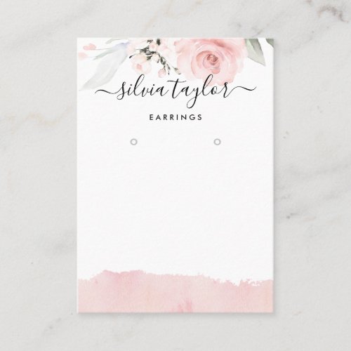 Calligraphy Rose Gold Floral Earring display logo Business Card