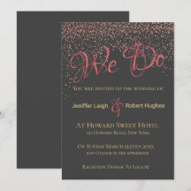 Calligraphy Rose Gold Foil Wedding Invitation