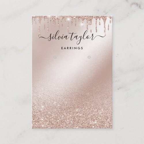 Calligraphy Rose gold glitter Earring display card