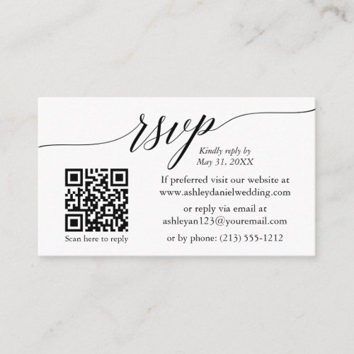 Calligraphy RSVP Wedding Minimalist QR Photo Enclosure Card