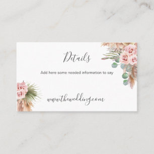 Calligraphy Rustic Boho Floral Wedding Website Bus Business Card
