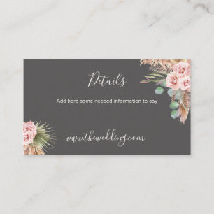 Calligraphy Rustic Boho Floral Wedding Website Bus Business Card
