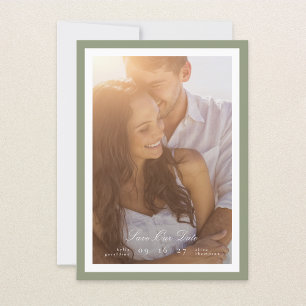 Calligraphy & Sage Green Framed Classic photo Save The Date