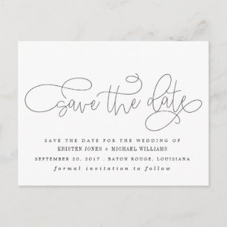 Calligraphy Save the Date Announcement Postcard